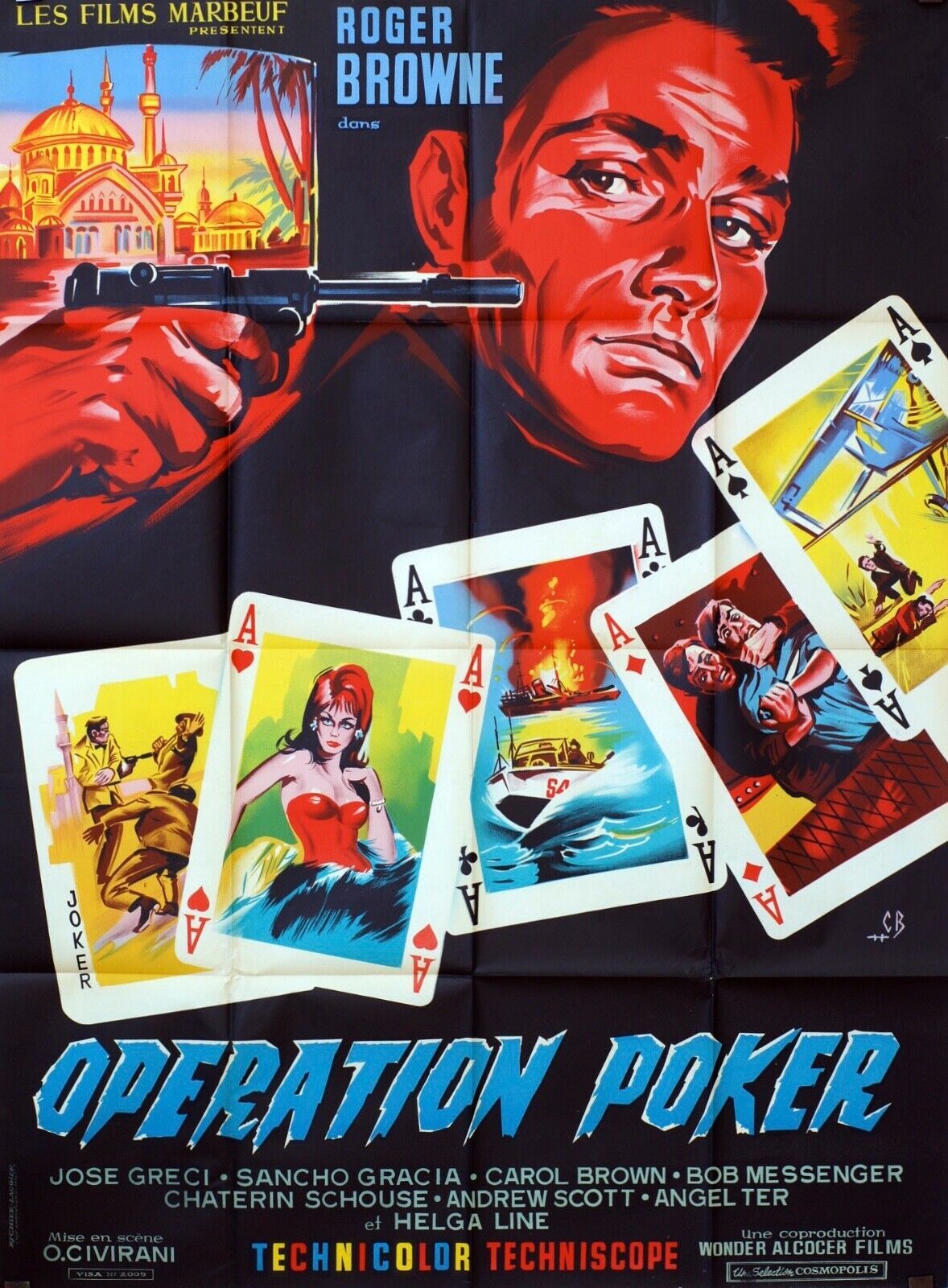 OPÉRATION POKER MOVIE POSTER ORIGINAL  (120X160) ROGER BROWNE
