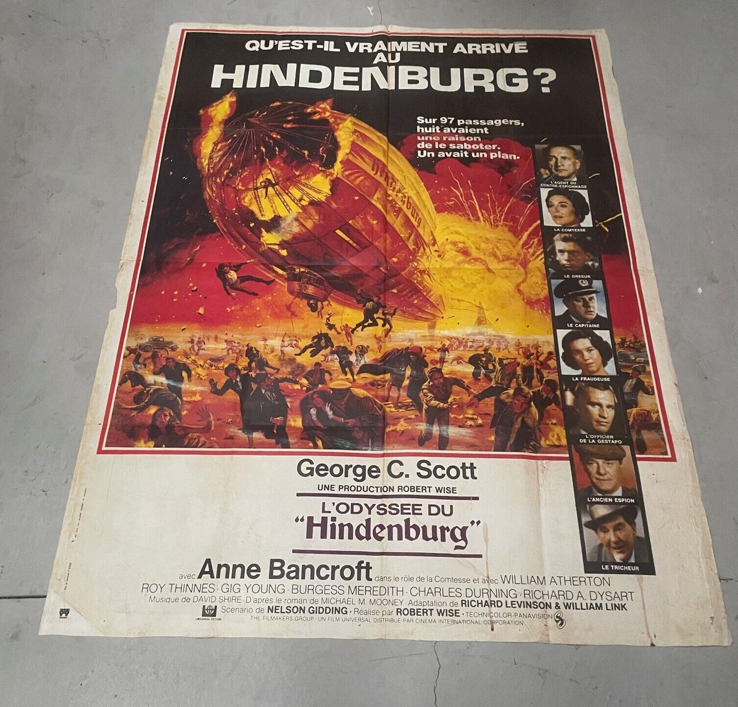 L'ODYSSÉE DU HINDENBURG, MOVIE POSTER ORIGINAL  SUR KRAFT (120X160)