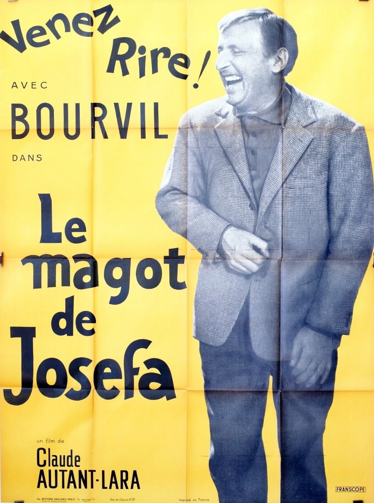 LE MAGOT DE JOSEFA MOVIE POSTER ORIGINAL 120x160 BOURVIL