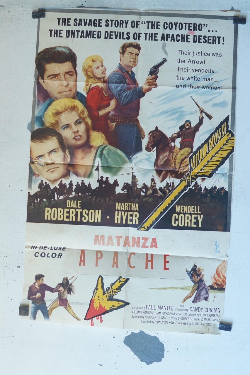 MATANZA APACHE (1957) 1960 ORIGINAL MOVIE POSTER DALE ROBERTSON, MARTHA HYER
