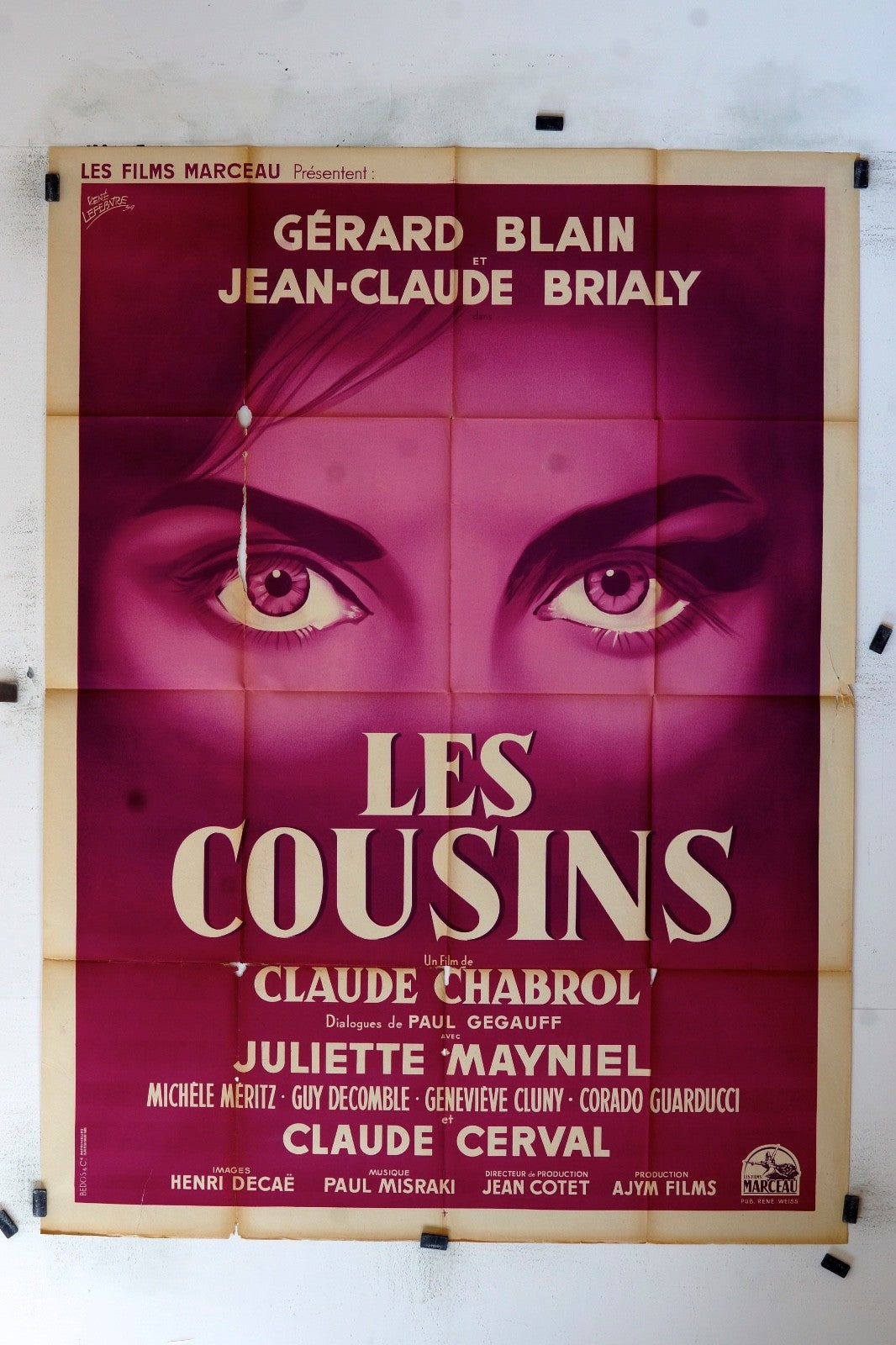 LES COUSINS CALUDE CHABROL POSTER ORIGINAL 120x160