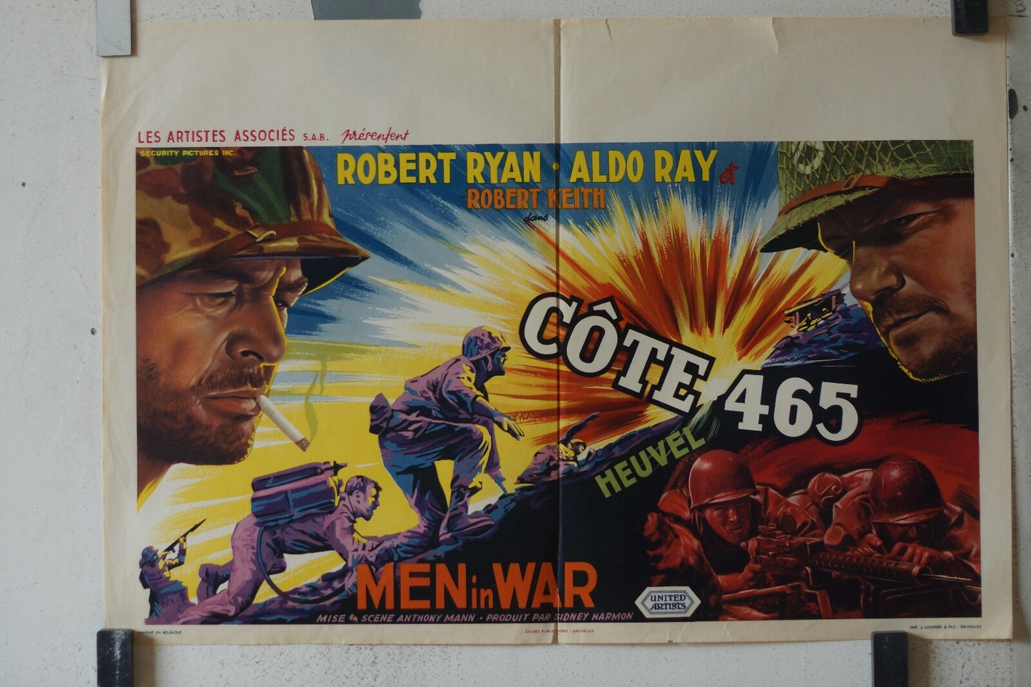 COTE 465 (BELGE) MOVIE POSTER ORIGINAL 52x36 Robert Ryan , Aldo Ray