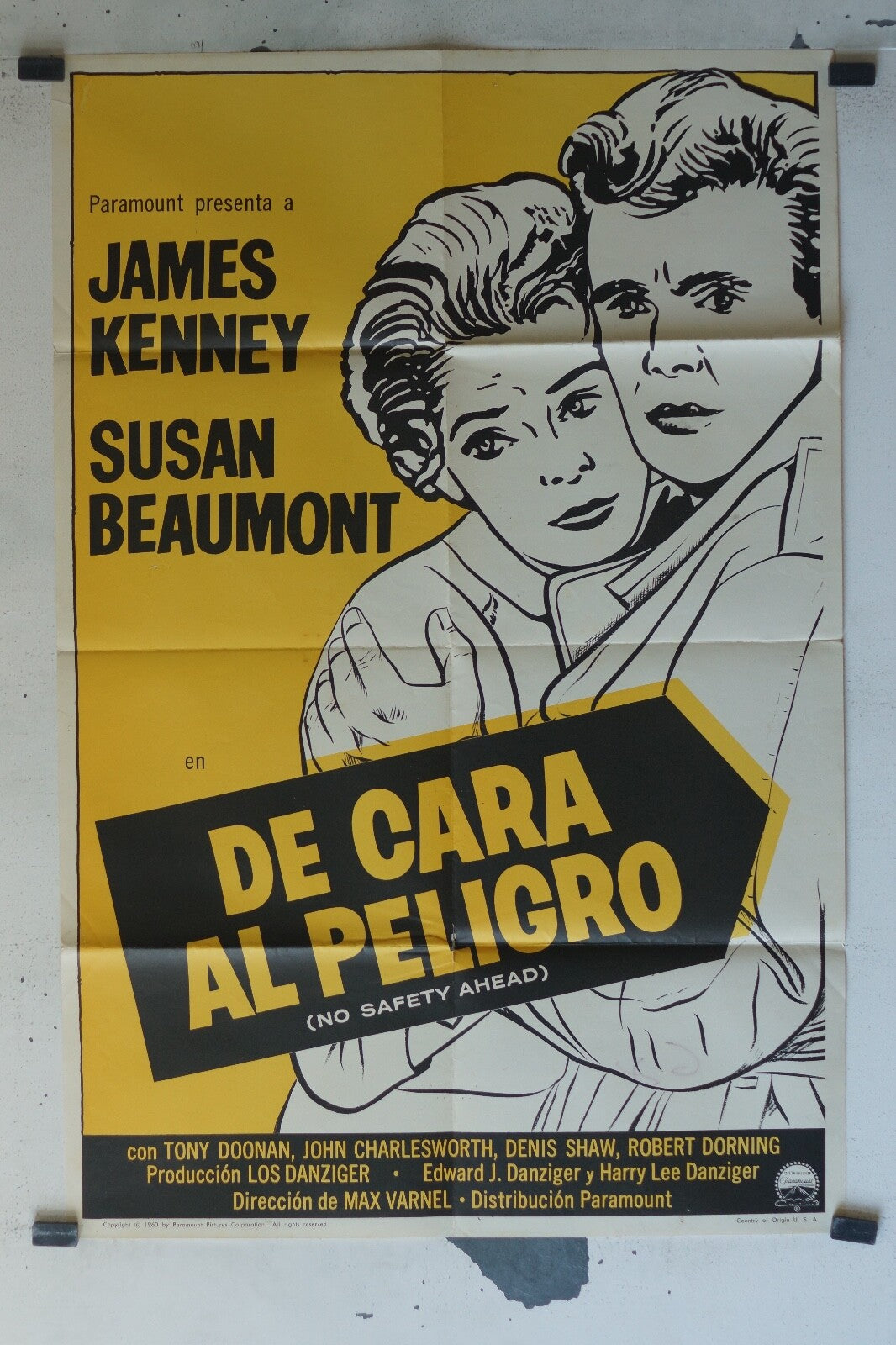 DE CARA AL PELIGRO MOVIE POSTER ORIGINAL 69x108 James Kenney , Susan Beaumont 