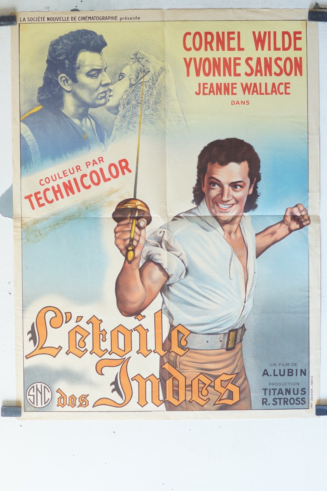 ETOILE DES INDES (L’) MOVIE POSTER ORIGINAL (60X80) Cornel Wilde , Jean Wallace