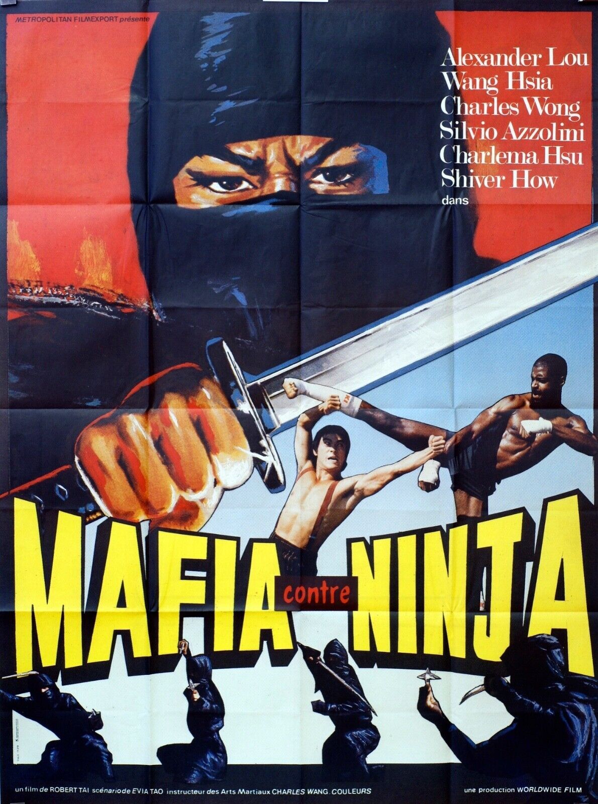MAFIA CONTRE NINJA MOVIE POSTER ORIGINAL 120x160 ALEXANDER LOU