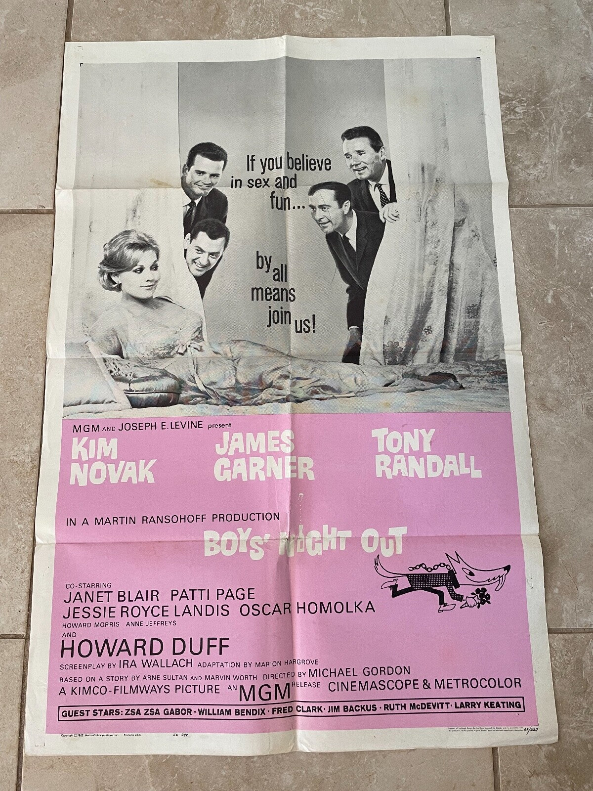BOY’S NIGHT OUT (1962) 70x100 ORIGINAL MOVIE POSTER KIM NOVAK, JAMES GARNER