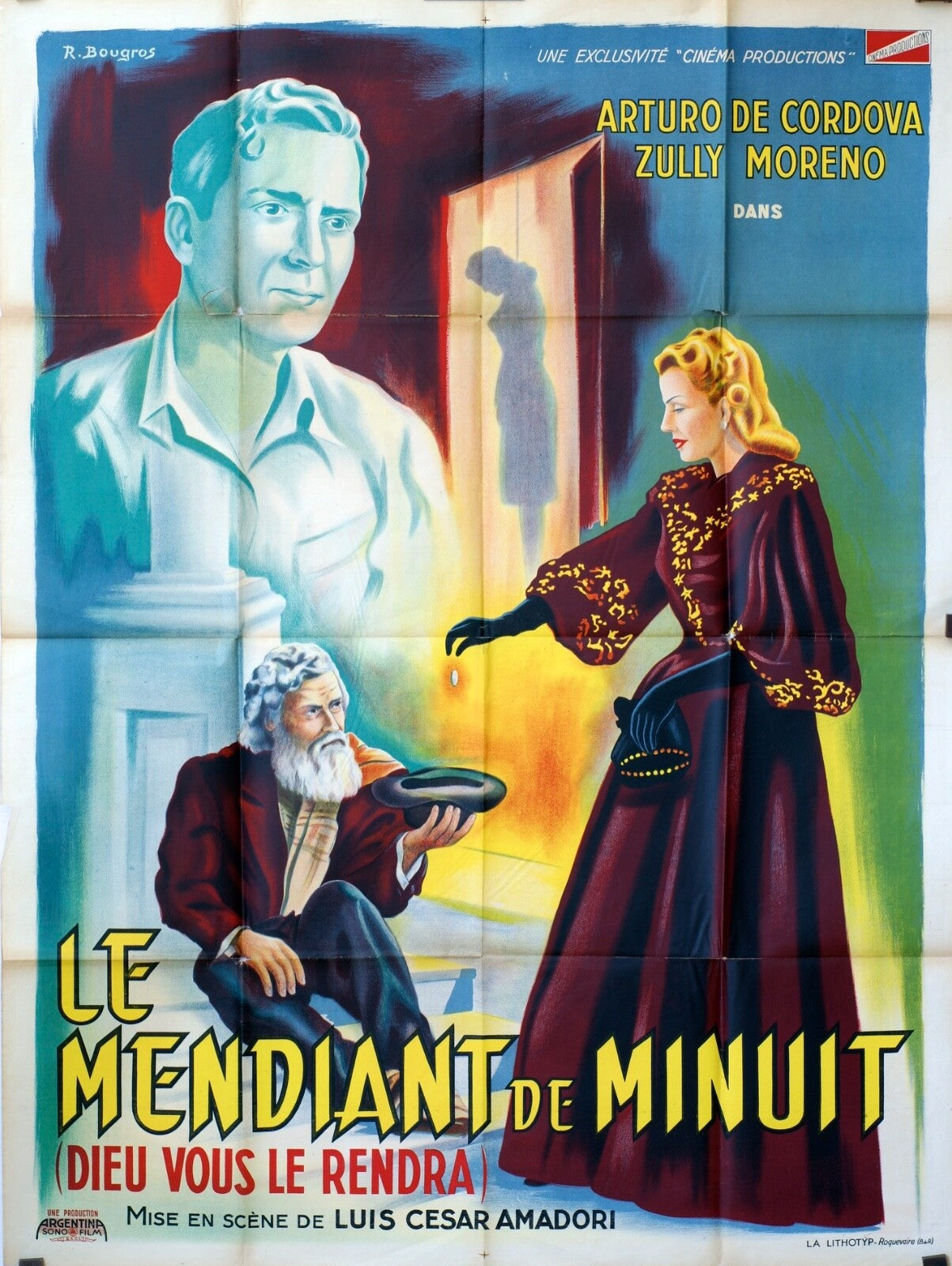 LE MENDIANT DE MINUIT MOVIE POSTER ORIGINAL 120x160 ARTURO DE CORDOVA