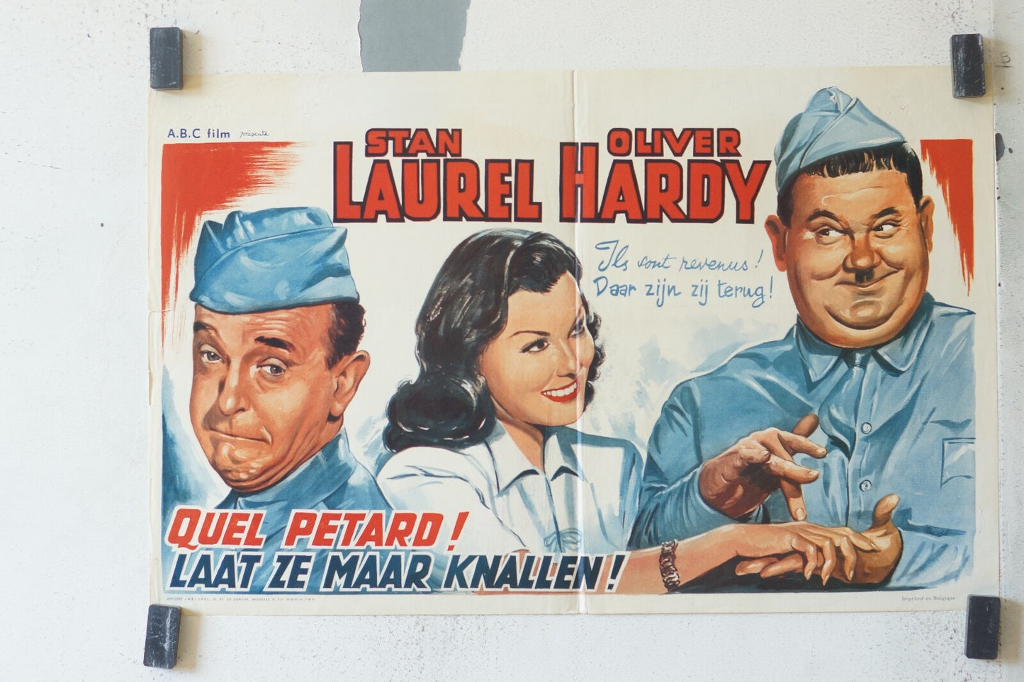 QUEL PETARD ! (POSTER ORIGINAL) 30X55 Stan Laurel , Oliver Hardy 
