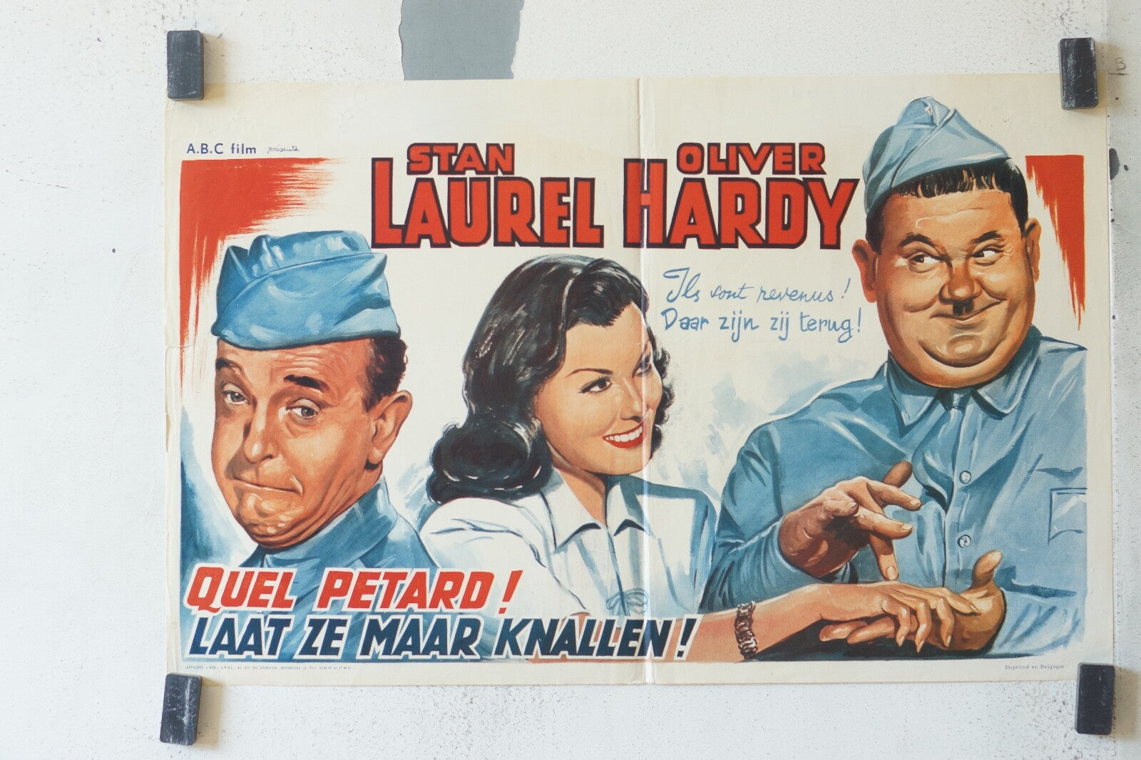 QUEL PETARD ! (POSTER ORIGINAL) 30X55 Stan Laurel , Oliver Hardy 