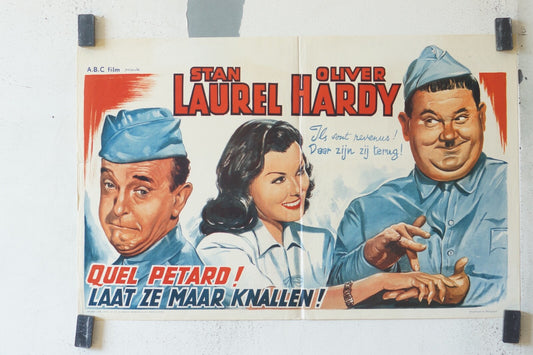 QUEL PETARD ! (POSTER ORIGINAL) 30X55 Stan Laurel , Oliver Hardy 
