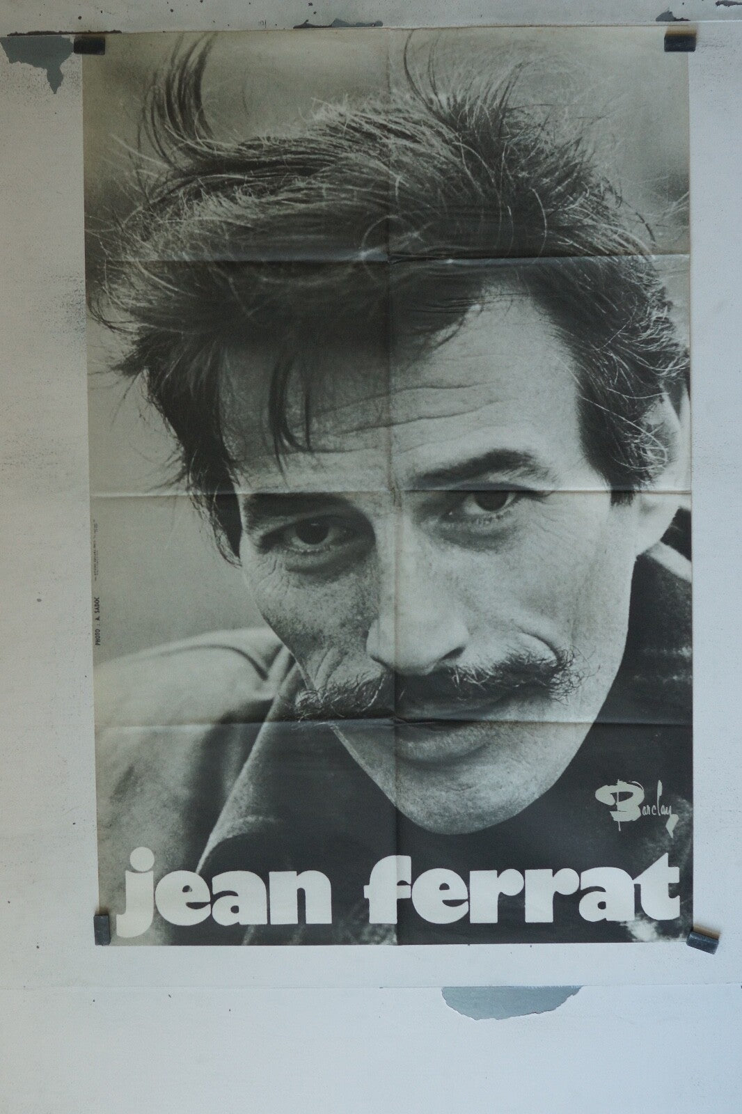 JEAN FERRAT, AFFICHE MUSIQUE, BARCLAY FORMAT ORIGINAL VINTAGE 70x100