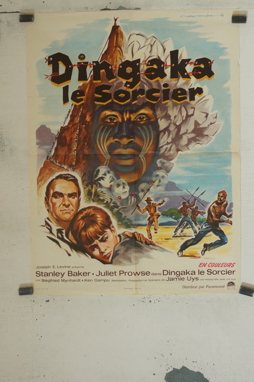 DINGAKA, LE SOCIER MOVIE POSTER ORIGINAL 120x160 STANLEY BAKER, JULIET PROWSE