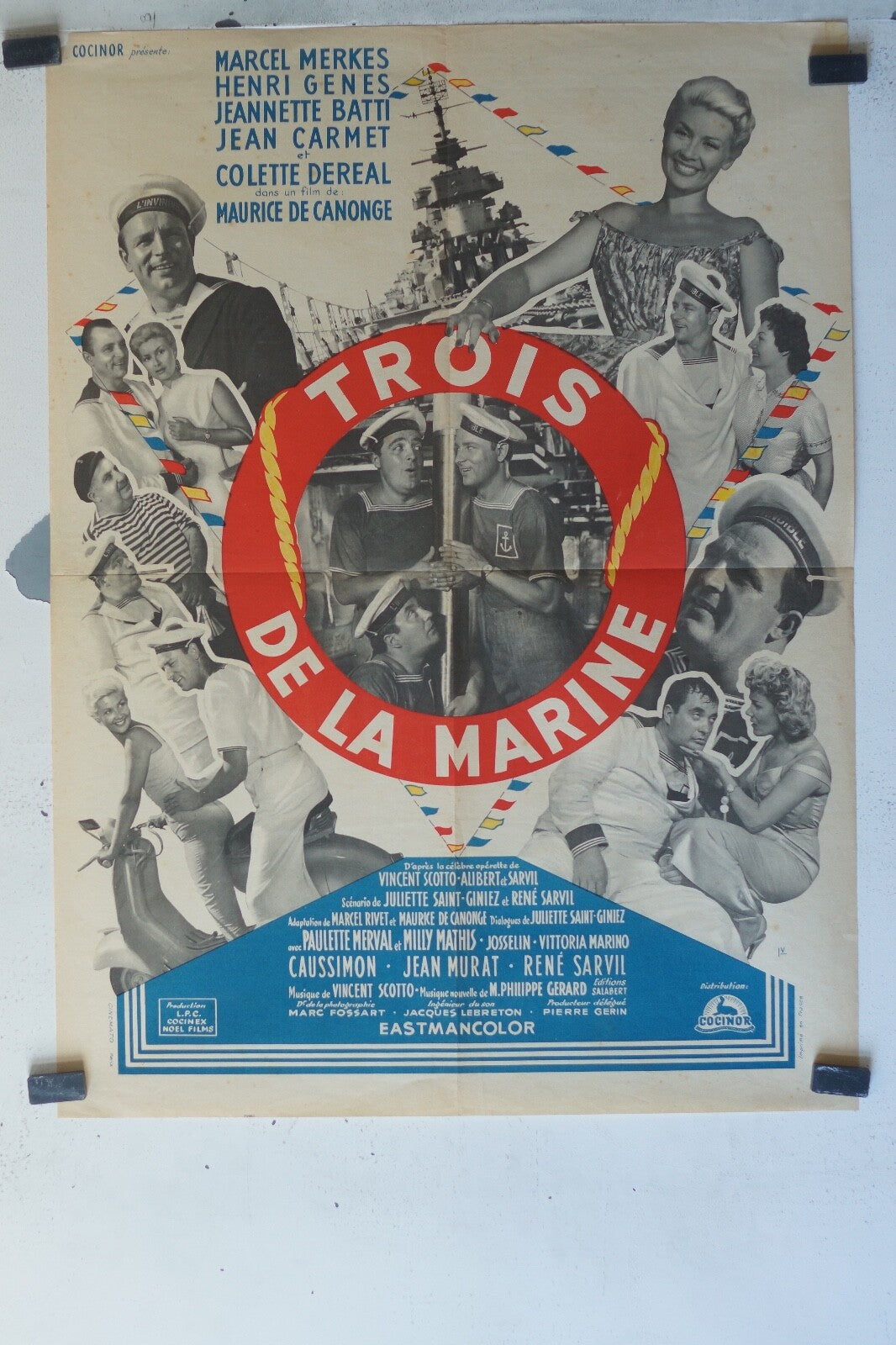 TROIS DE LA MARINE MOVIE POSTER ORIGINAL (60X80) Marcel Merkés , Henri Génès