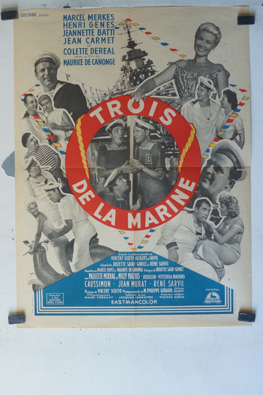 TROIS DE LA MARINE MOVIE POSTER ORIGINAL (60X80) Marcel Merkés , Henri Génès