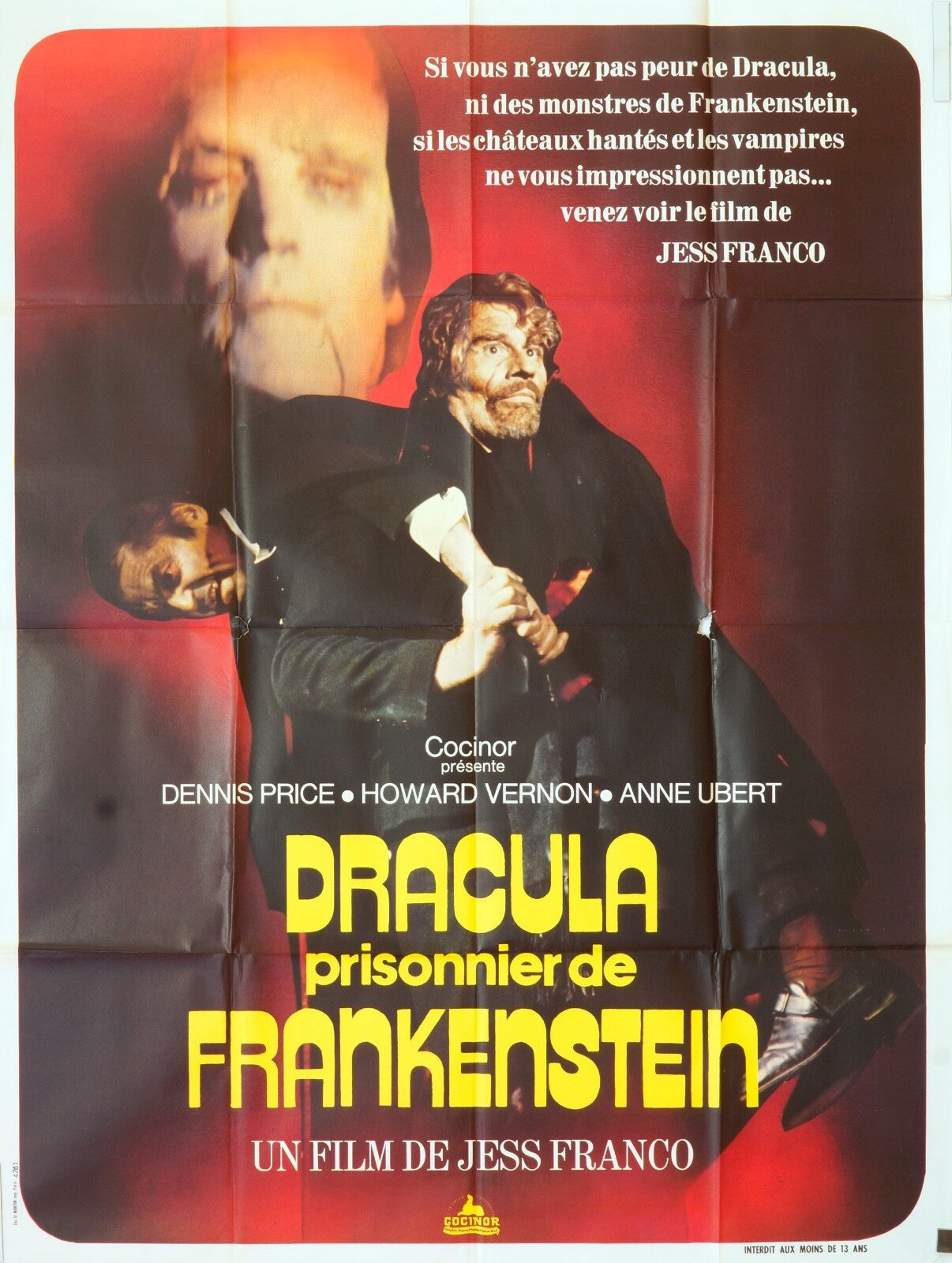DRACULA PRISONNIER DE FRANKENSTEIN ORIGINAL MOVIE POSTER 120x160 Dennis Price