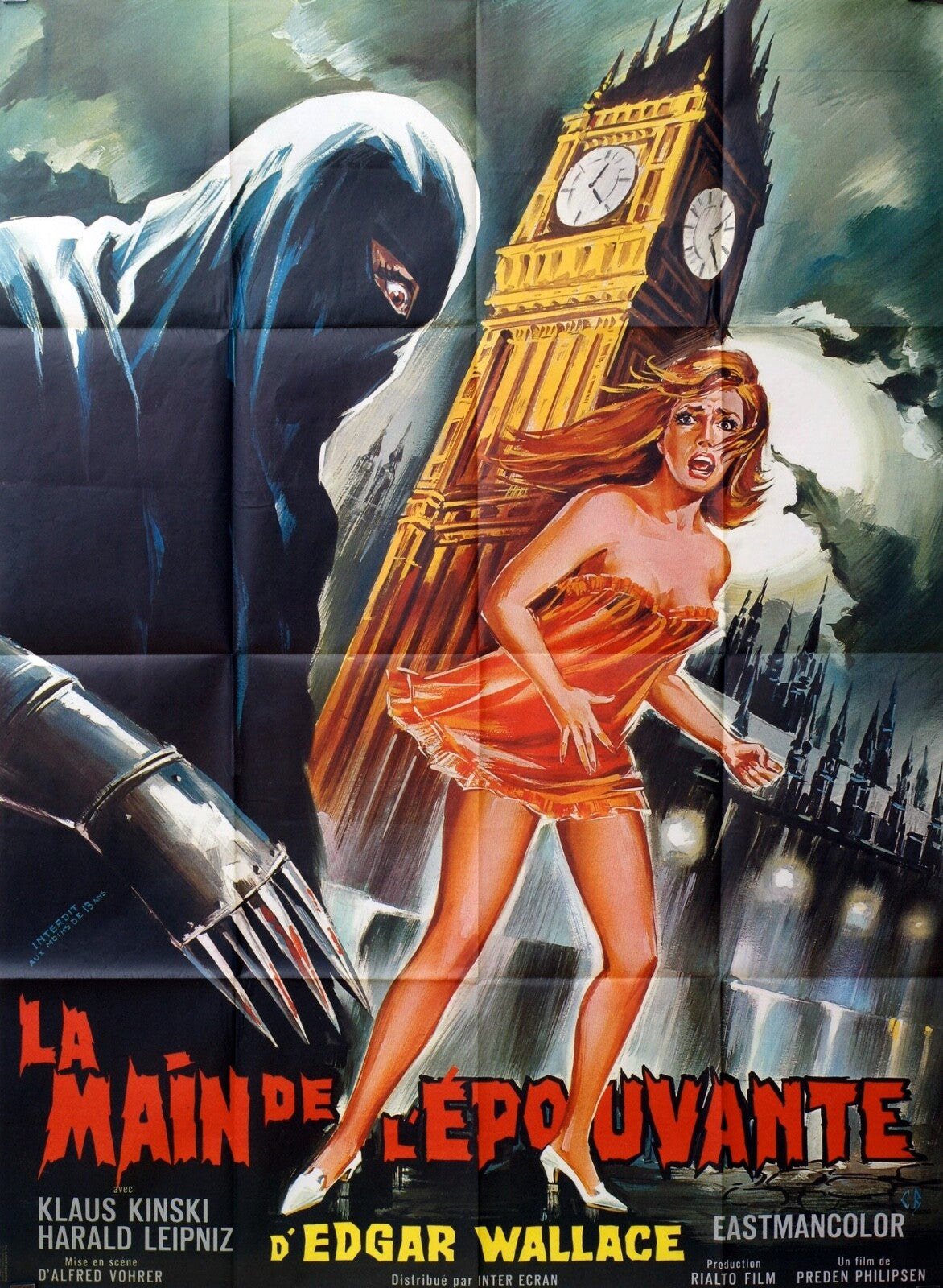 LA MAIN DE L’ÉPOUVANTE MOVIE POSTER ORIGINAL 120x160 KLAUS KINSKI