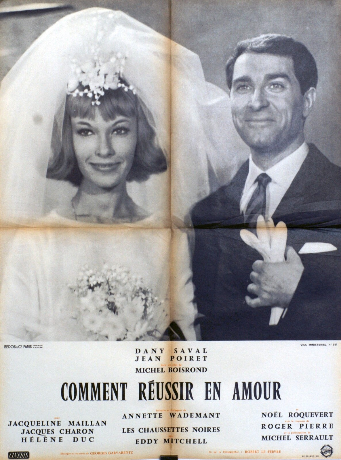 COMMENT REUSSIR EN AMOUR POSTER ORIGINAL 60x80 Dany Saval, Jean Poiret 