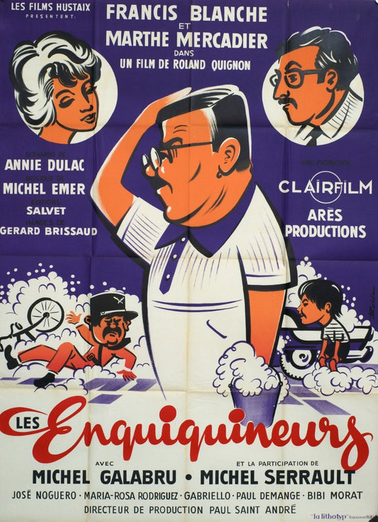 LES ENQUIQUINEURS FRANCIS BLANCHE POSTER ORIGINAL 120x160