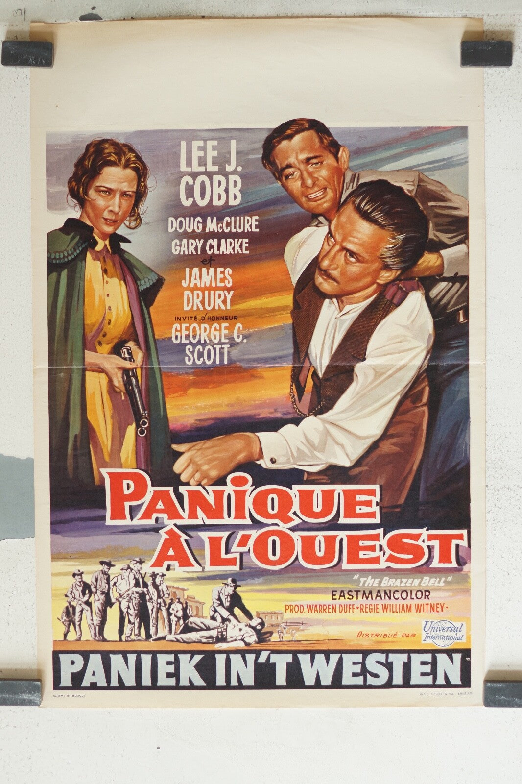 PANIQUE A L’OUEST MOVIE POSTER ORIGINAL 54x35 Lee J. Cobb , Doug McClure 