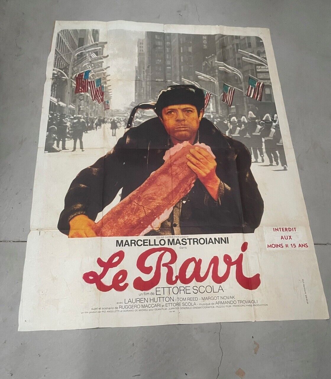 LE RAVI, MARCELLO MASTROIANNI,  MOVIE POSTER ORIGINAL SUR KRAFT 120X160