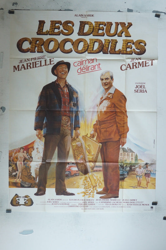 LES DEUX CROCODILES MOVIE POSTER ORIGINAL 120x160 JEAN-PIERRE MARIELLE