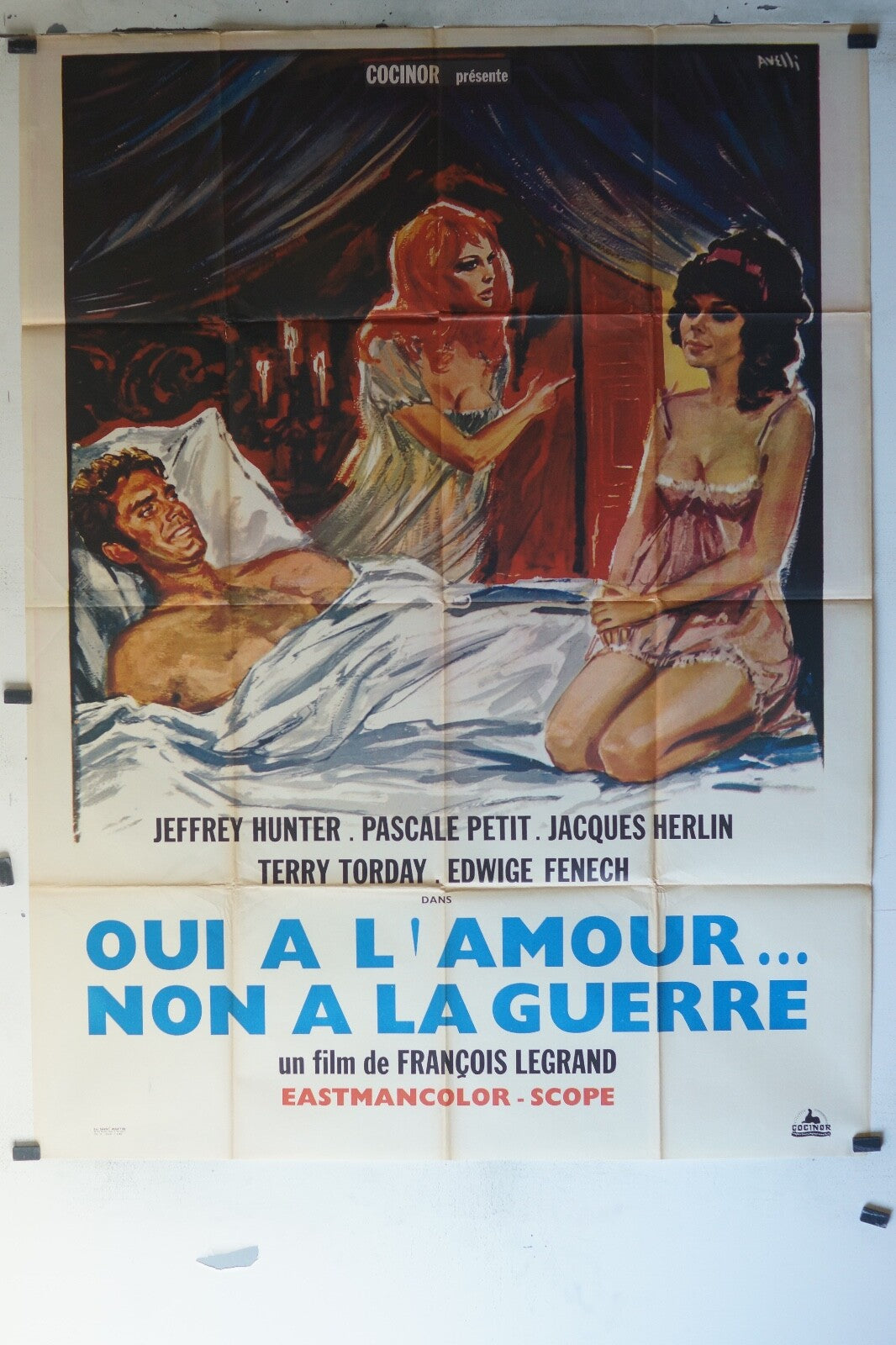 OUI A L’AMOUR …NON À LA GUERRE 60X80 MOVIE POSTER ORIGINAL JEFFREY HUNTER