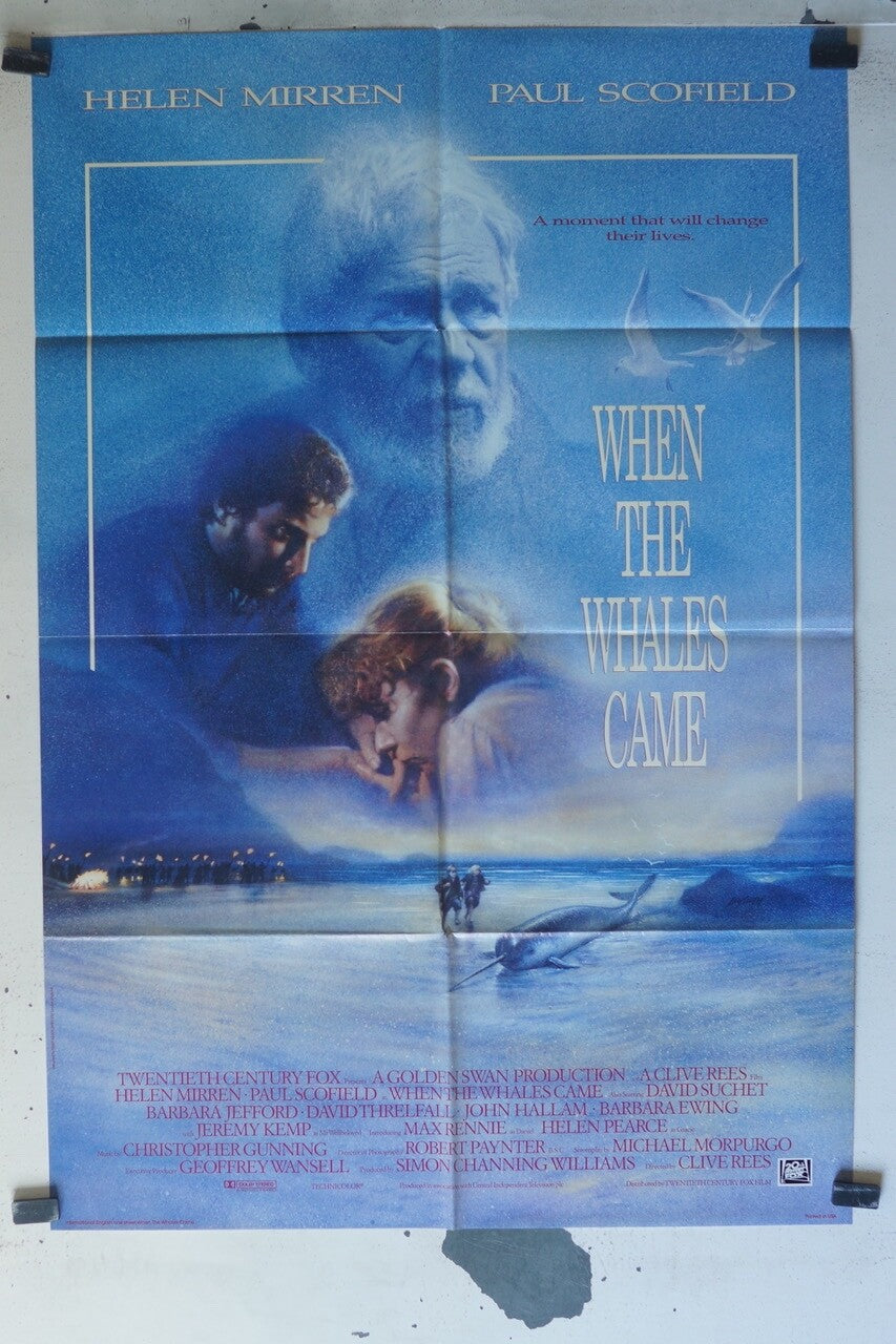 WHEN THE WHALES CAME MOVIE POSTER ORIGINAL 68x100 Paul Scofield , David Threlf