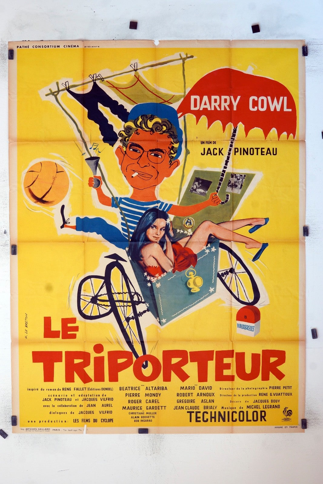 LE TRIPORTEUR  DARRY COWL ORIGINAL MOVIE POSTER 120x160