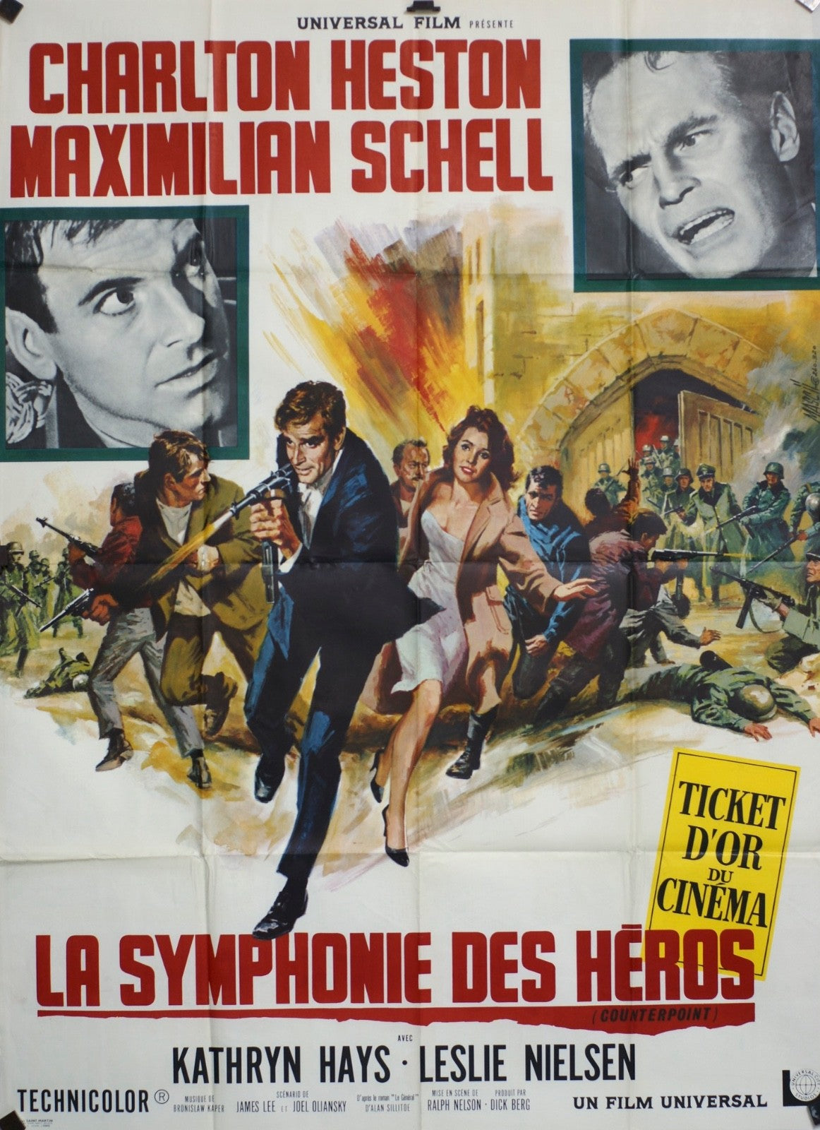 SYMPHONIE DES HÉROS CHARLTON HESTON MOVIE POSTER ORIGINAL 120x160