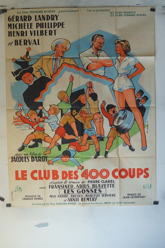 LE CLUB 400 COUPS ORIGINAL 120x160 GERARD LANDRY – MICHÈLE PHILIPPE