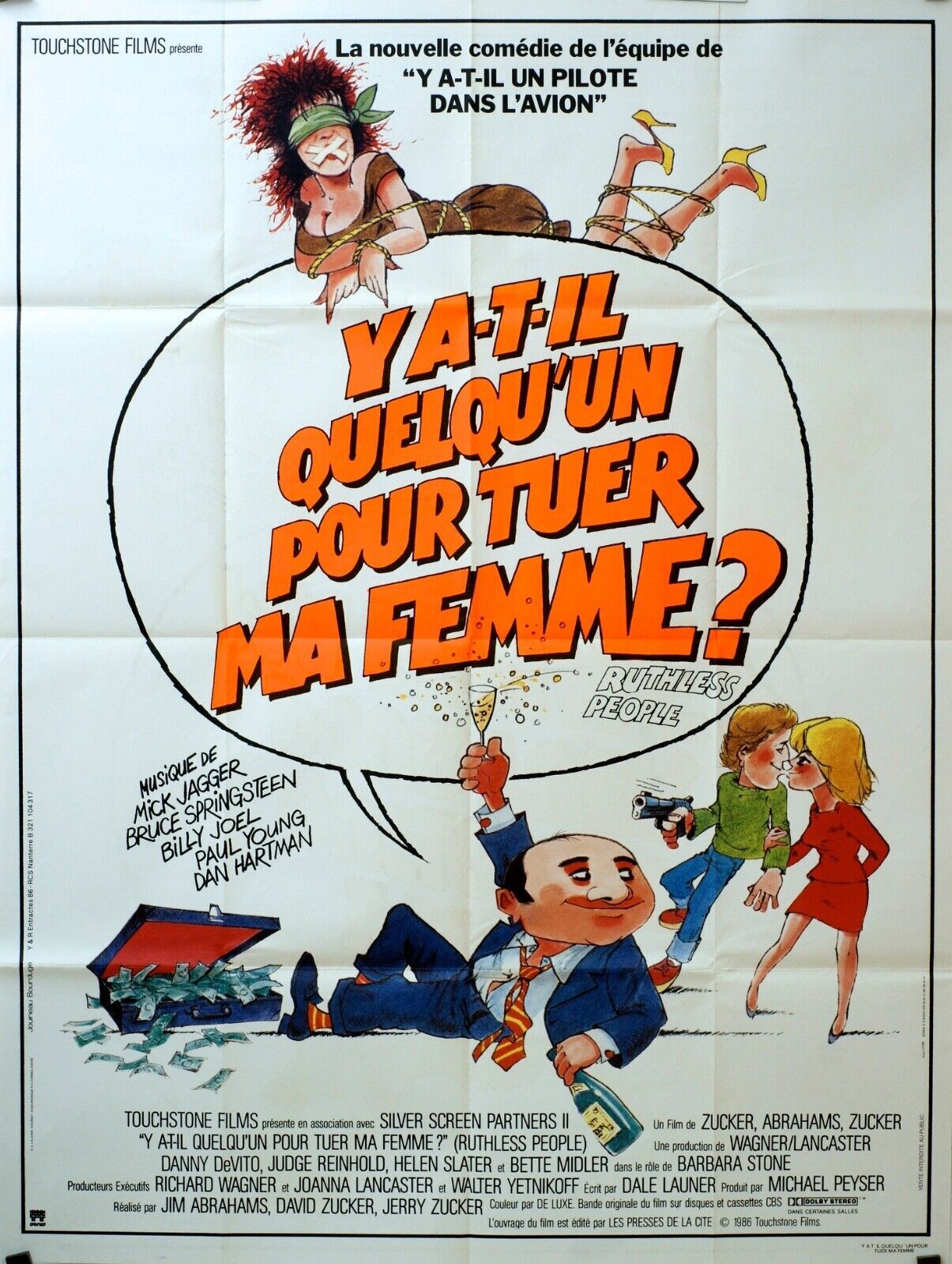 Y A-T-IL QUELQU’UN TUER MA FEMME ? POSTER ORIGINAL 120x160 DANNY DeVITO