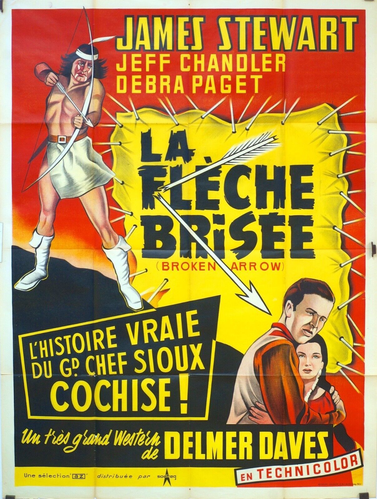 LA FLÈCHE BRISÉE POSTER ORIGINAL 120x160 JAMES STEWART