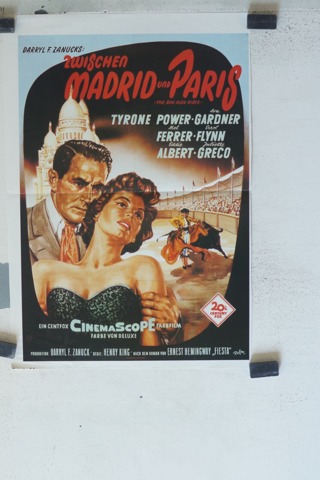 ZWISCHEN MADRID UND PARIS MOVIE POSTER ORIGINAL 49x34 Tyrone Power, Ava Gardner