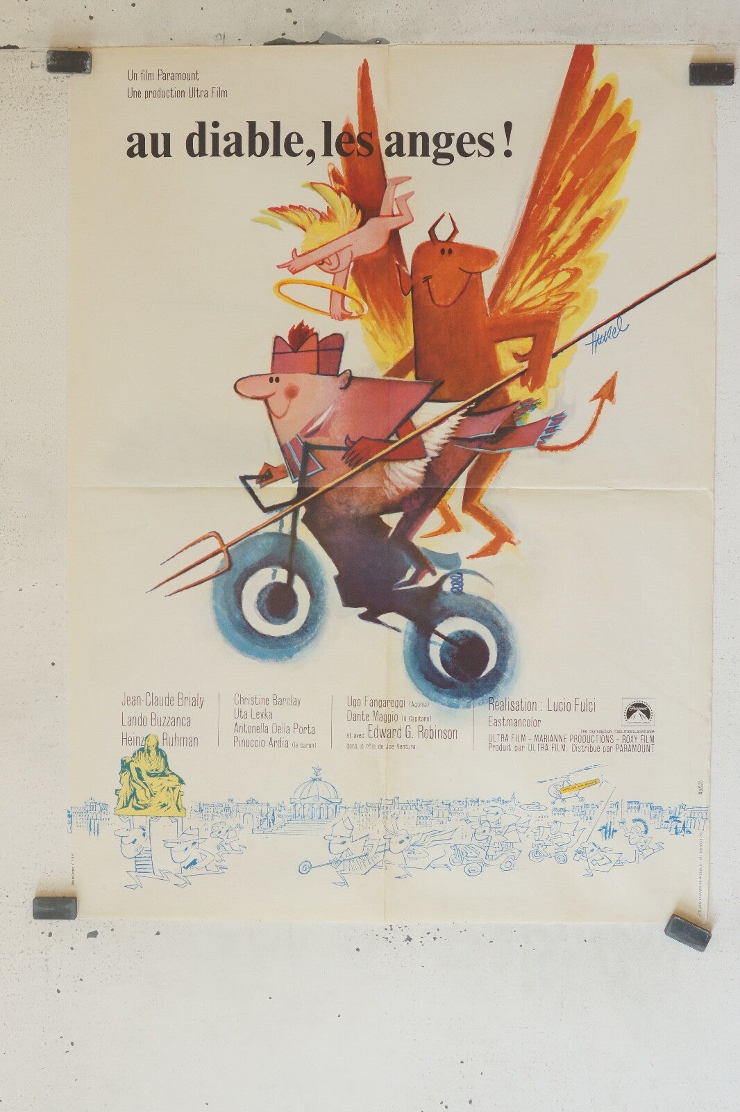 AU DIABLE, LES ANGES ! MOVIE POSTER ORIGINAL (60X80) JEAN-CLAUDE BRIALY, LANDA