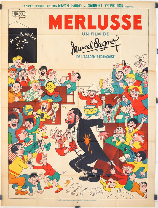 MERLUSSE, MARCEL PAGNOL, 120X160 CM, AFFICHE ENTOILÉE.